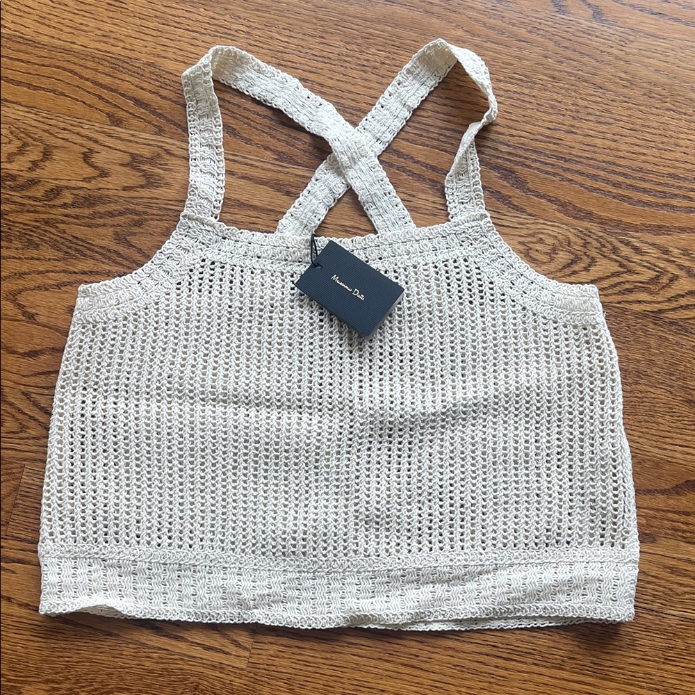 Massimo Dutti Beige Knit Tank Top